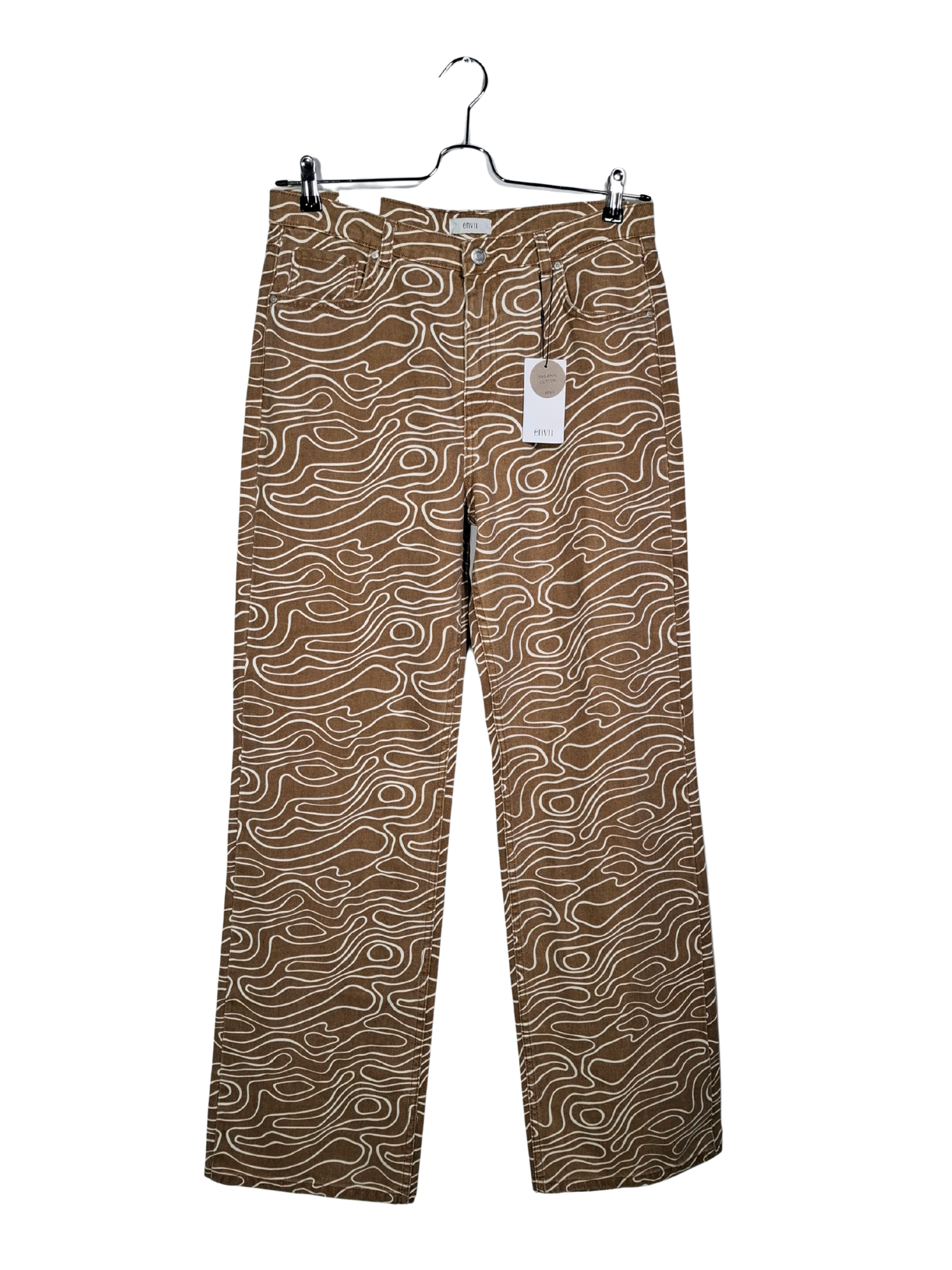 Smėlio spalvos raštuoti ENVII džinsai, NAUJI, L