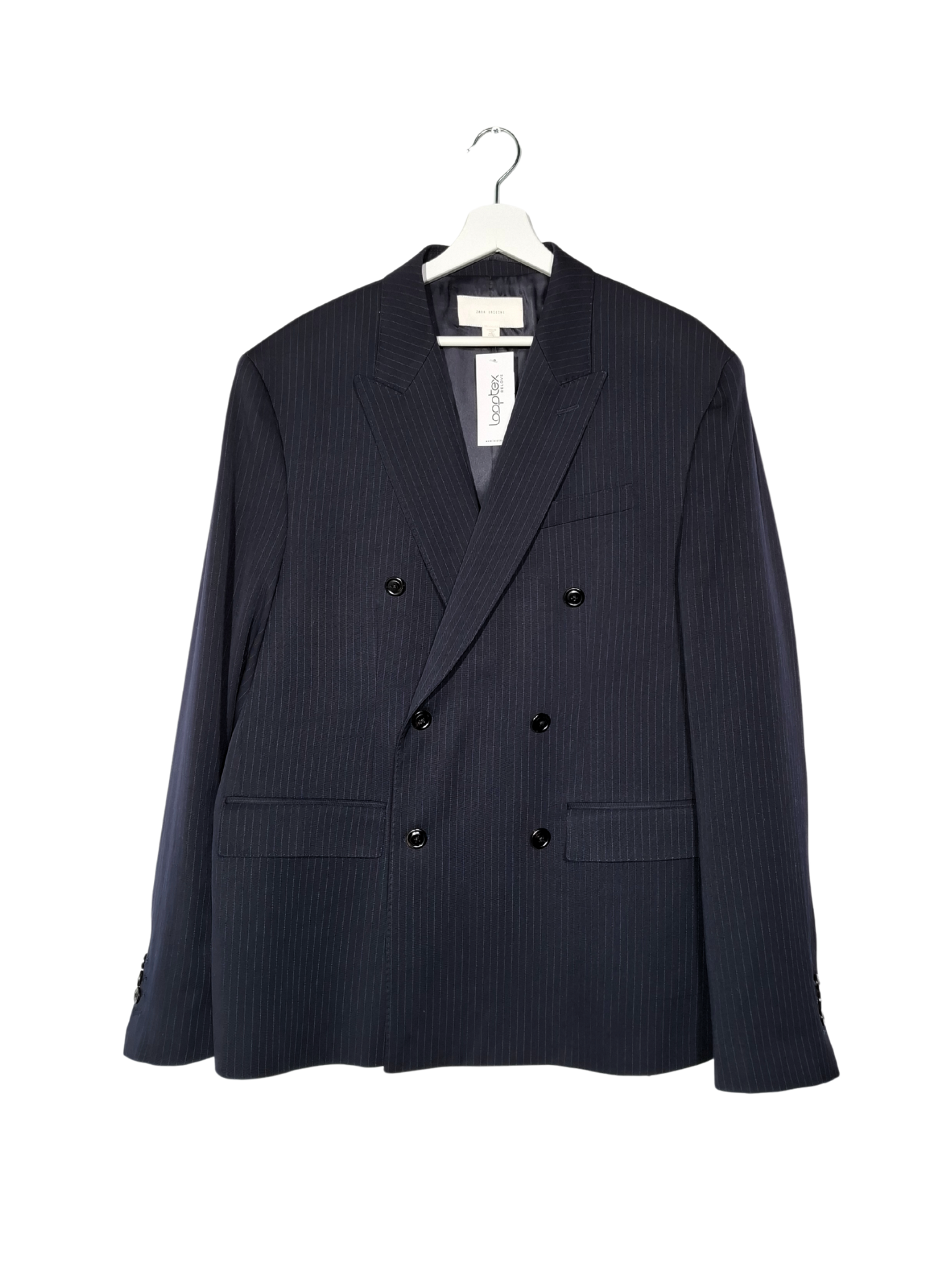 Tamsiai mėlynas dryžuotas ZARA ORIGINS švarkas, L/XL