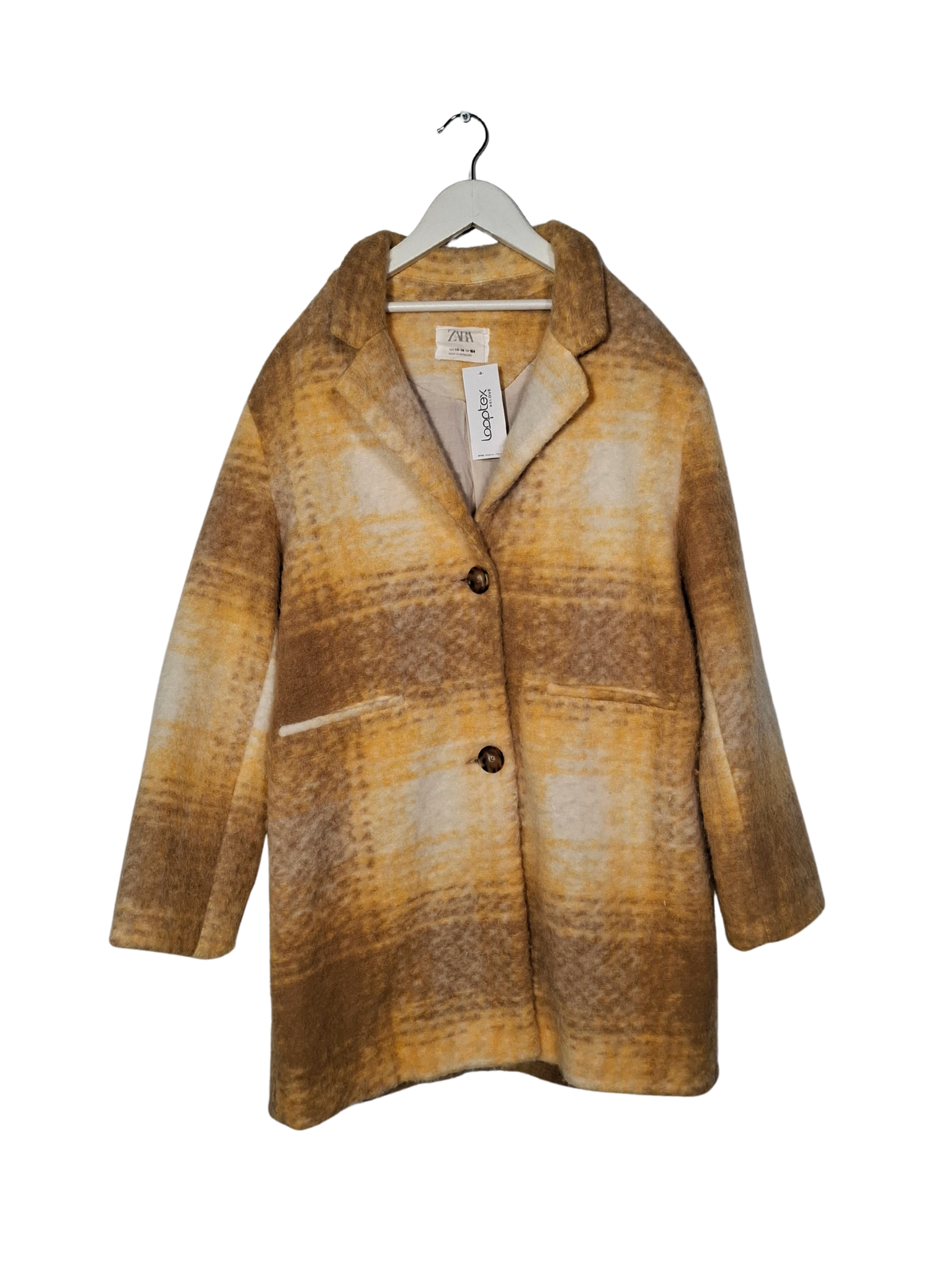 Smėlio spalvos vaikiškas ZARA paltas, 164 cm