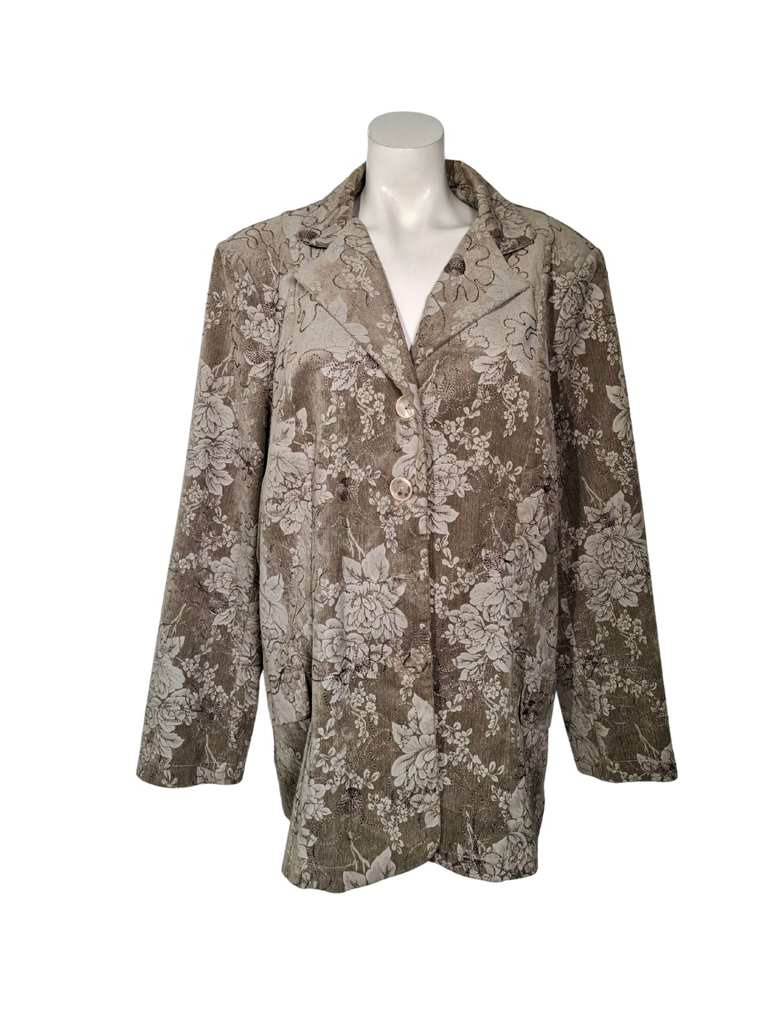 Rudas gėlėtas vintažinis TAVO STILIUS švarkas, XXL