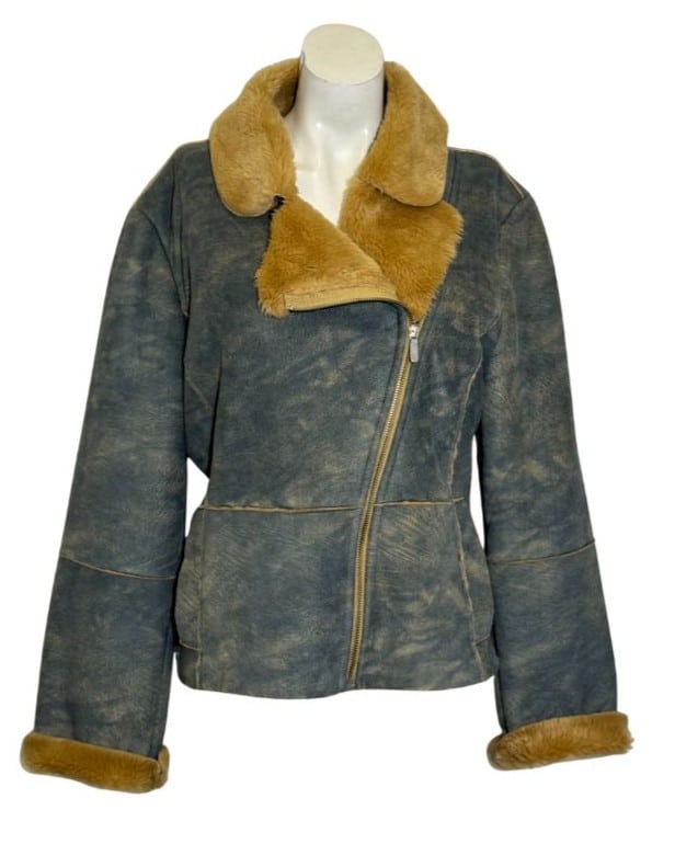 Mėlyna dirbtinio kailio PER UNA striukė, L