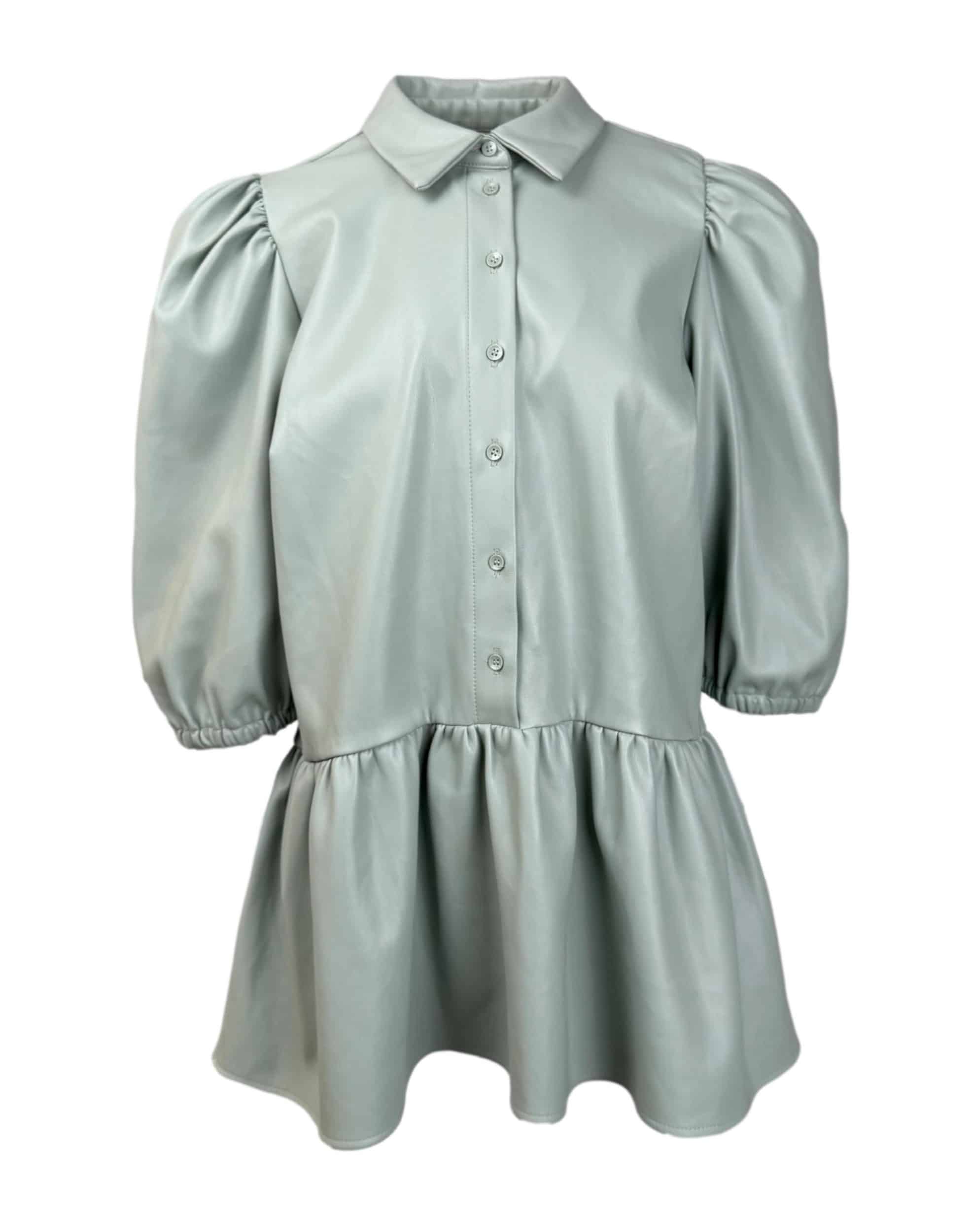 Šviesiai žalia dirbtinės odos RESERVED palaidinė, L