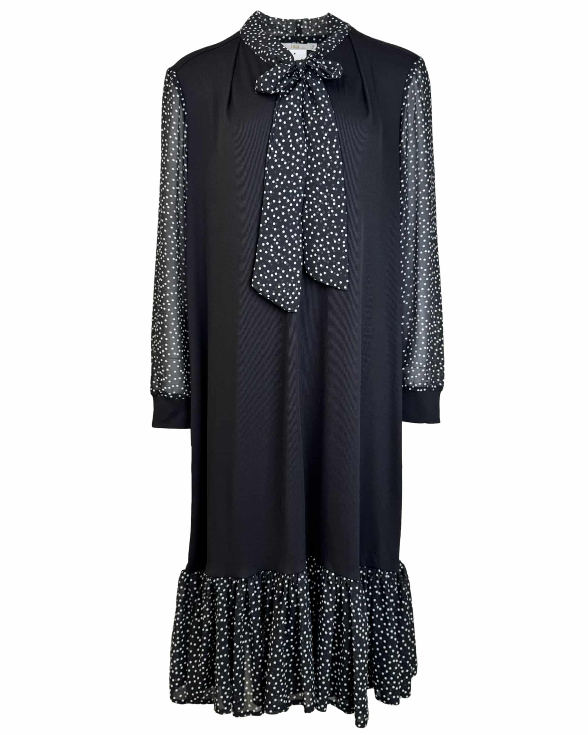 Juoda taškuota ISA suknelė, XL