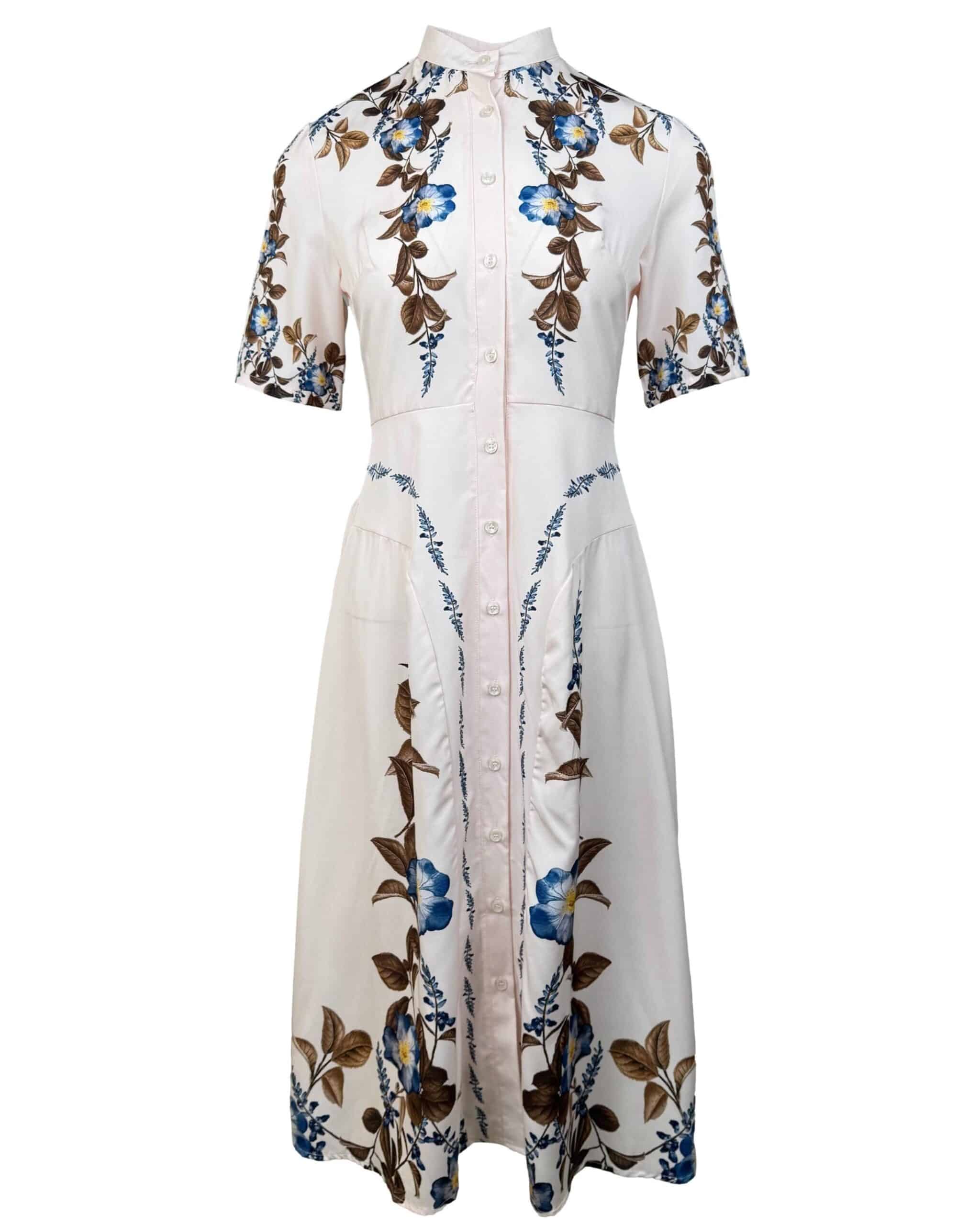 Smėlio spalvos gėlėta suknelė, XS