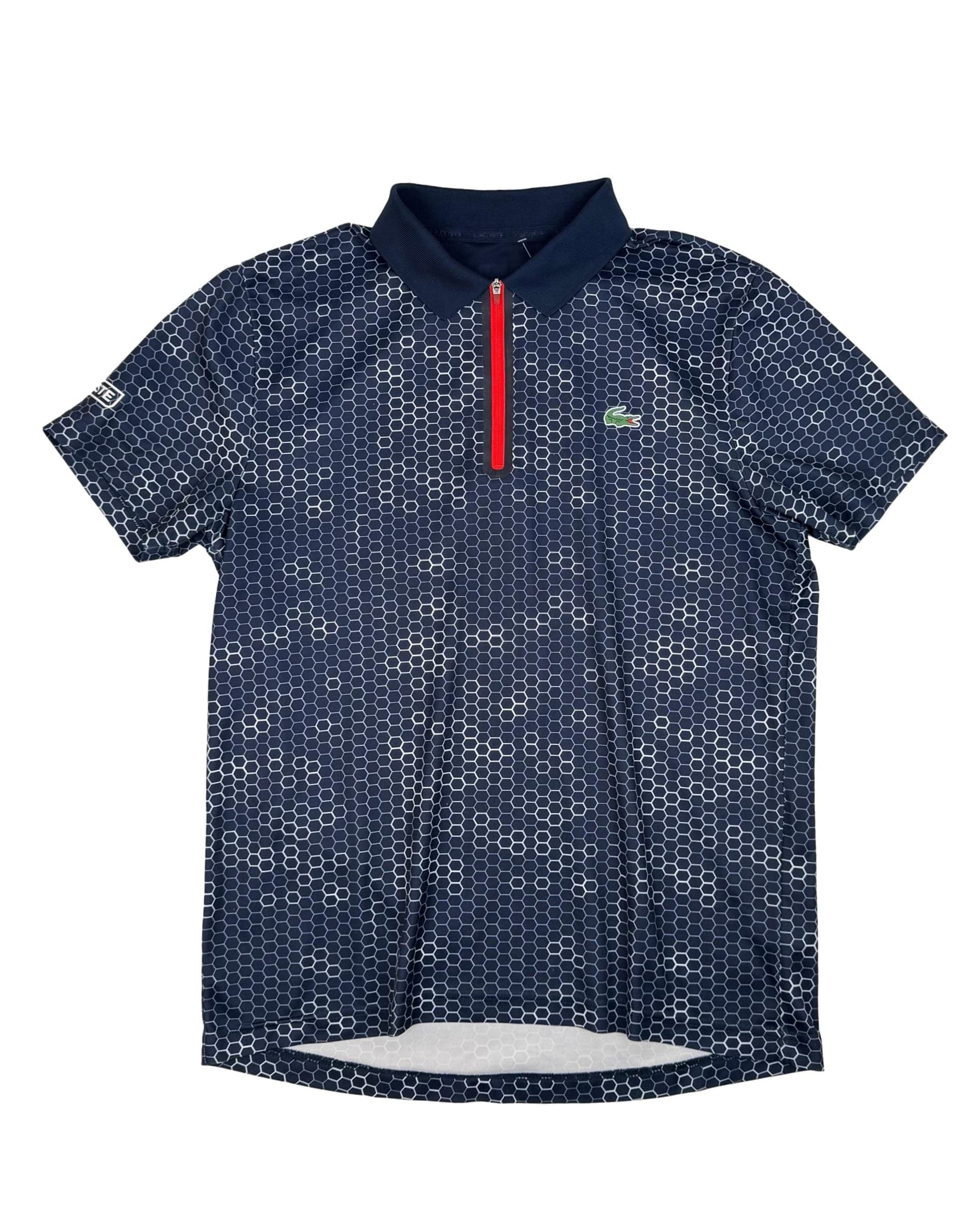 Mėlyni raštuoti vyriški LACOSTE marškinėliai, M