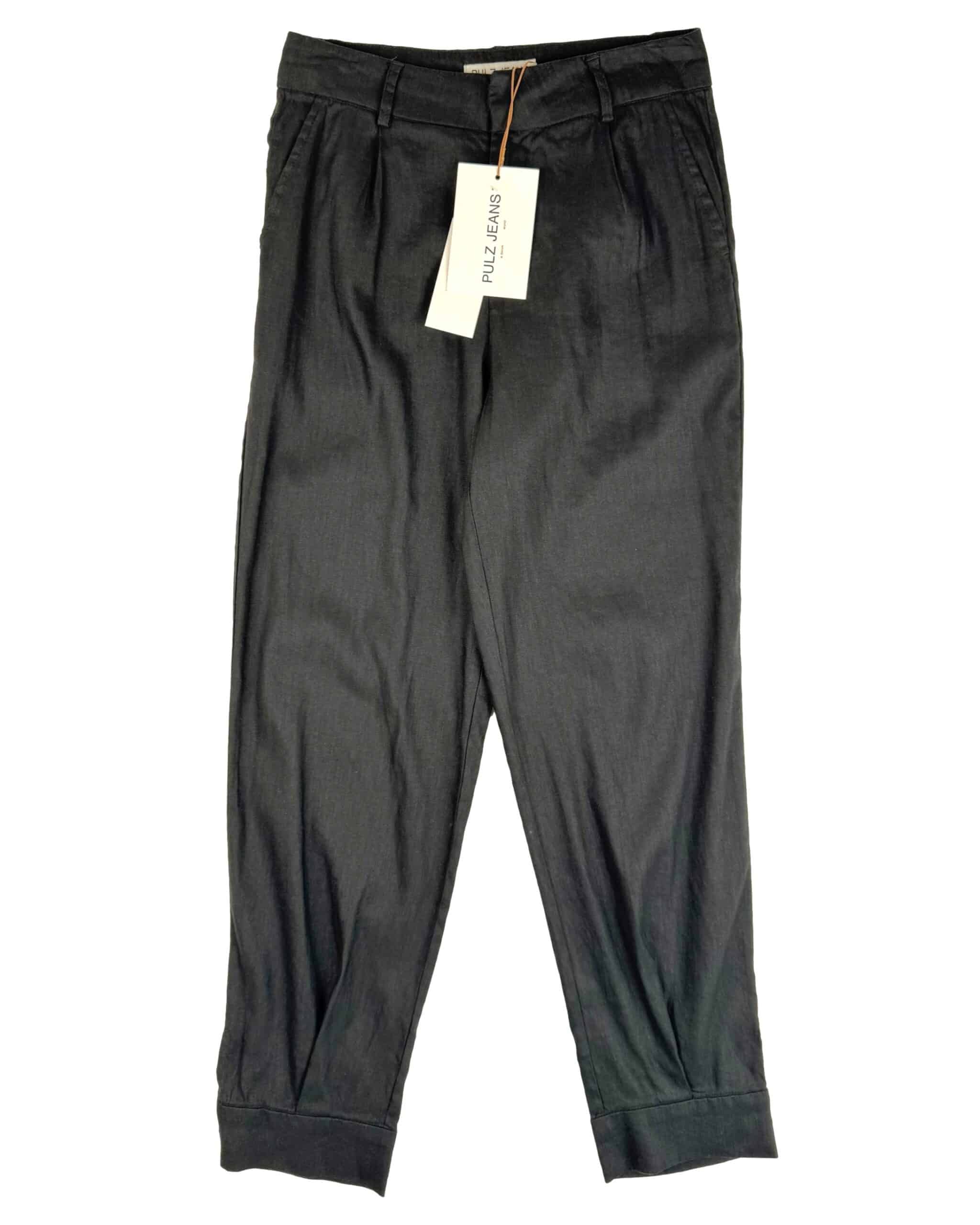Juodos lino mišinio PULZ JEANS kelnės, XS, NAUJOS