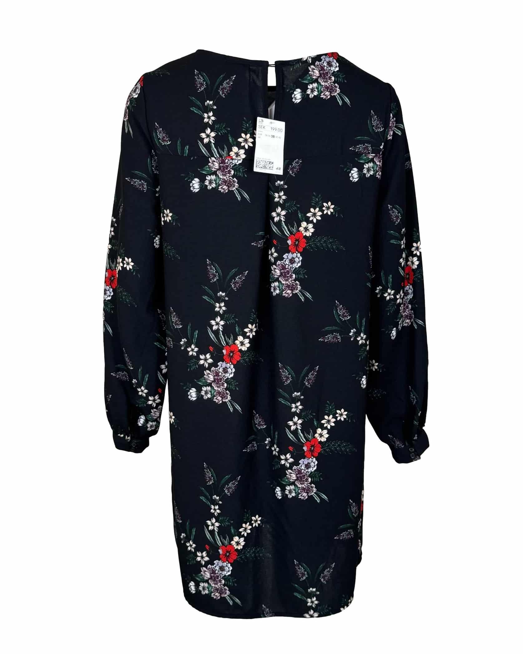 Juoda gėlėta H&M suknelė, M, NAUJA