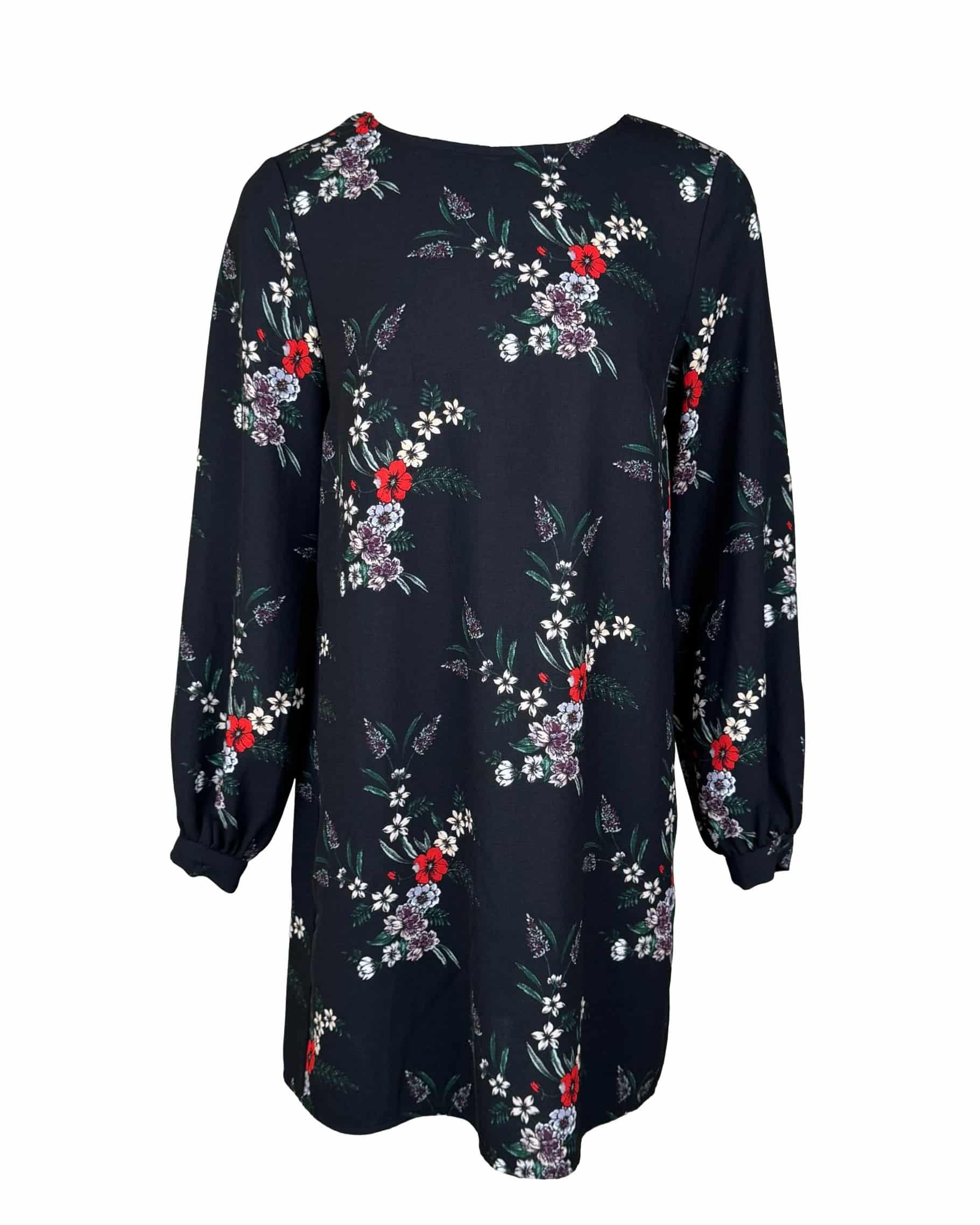 Juoda gėlėta H&M suknelė, M, NAUJA