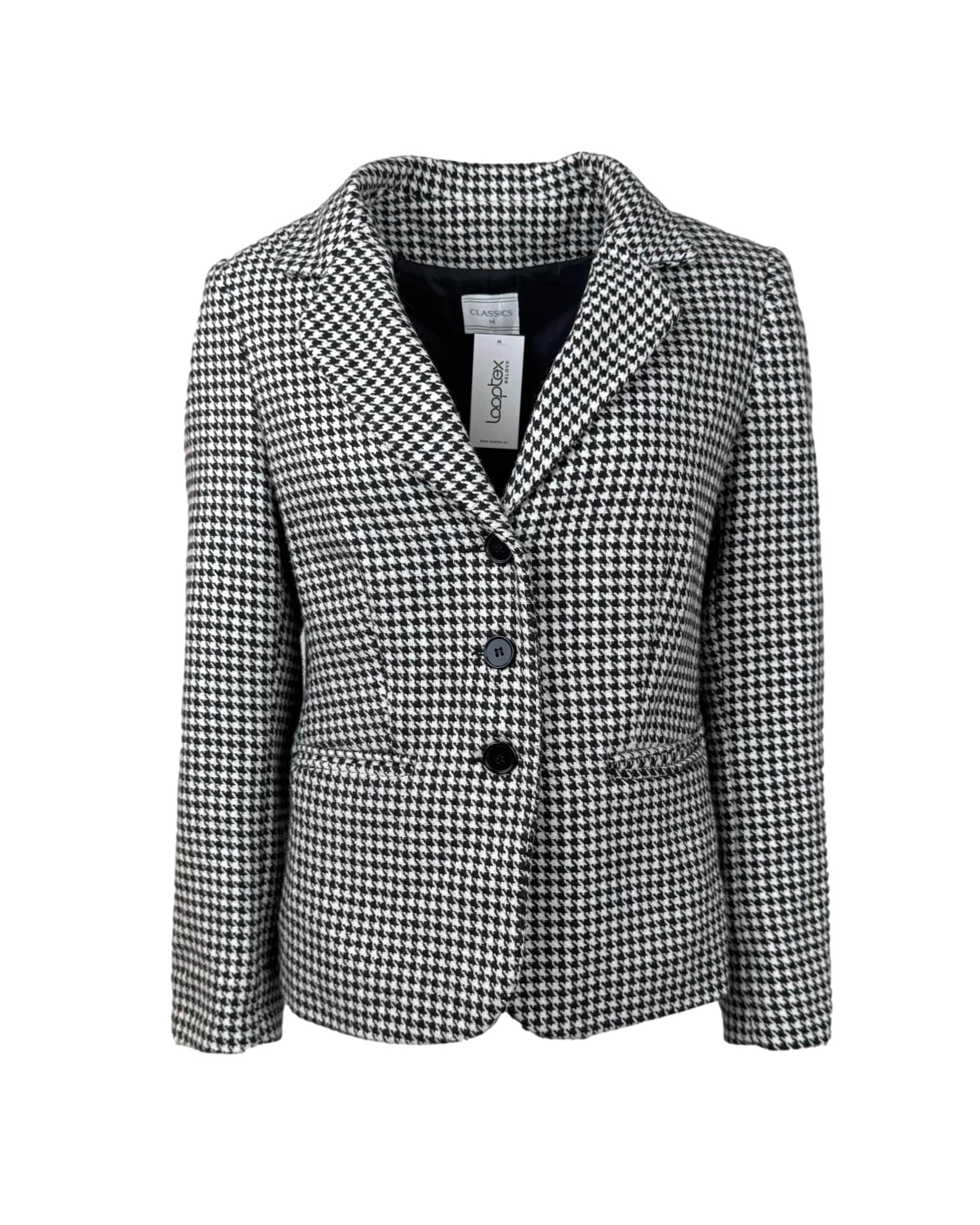 Raštuotas vilnos mišinio CLASSICS švarkas, L