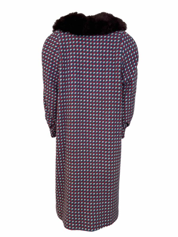 Raštuotas vintažinis vilnos mišinio LELIJA paltas, XL, NAUJAS